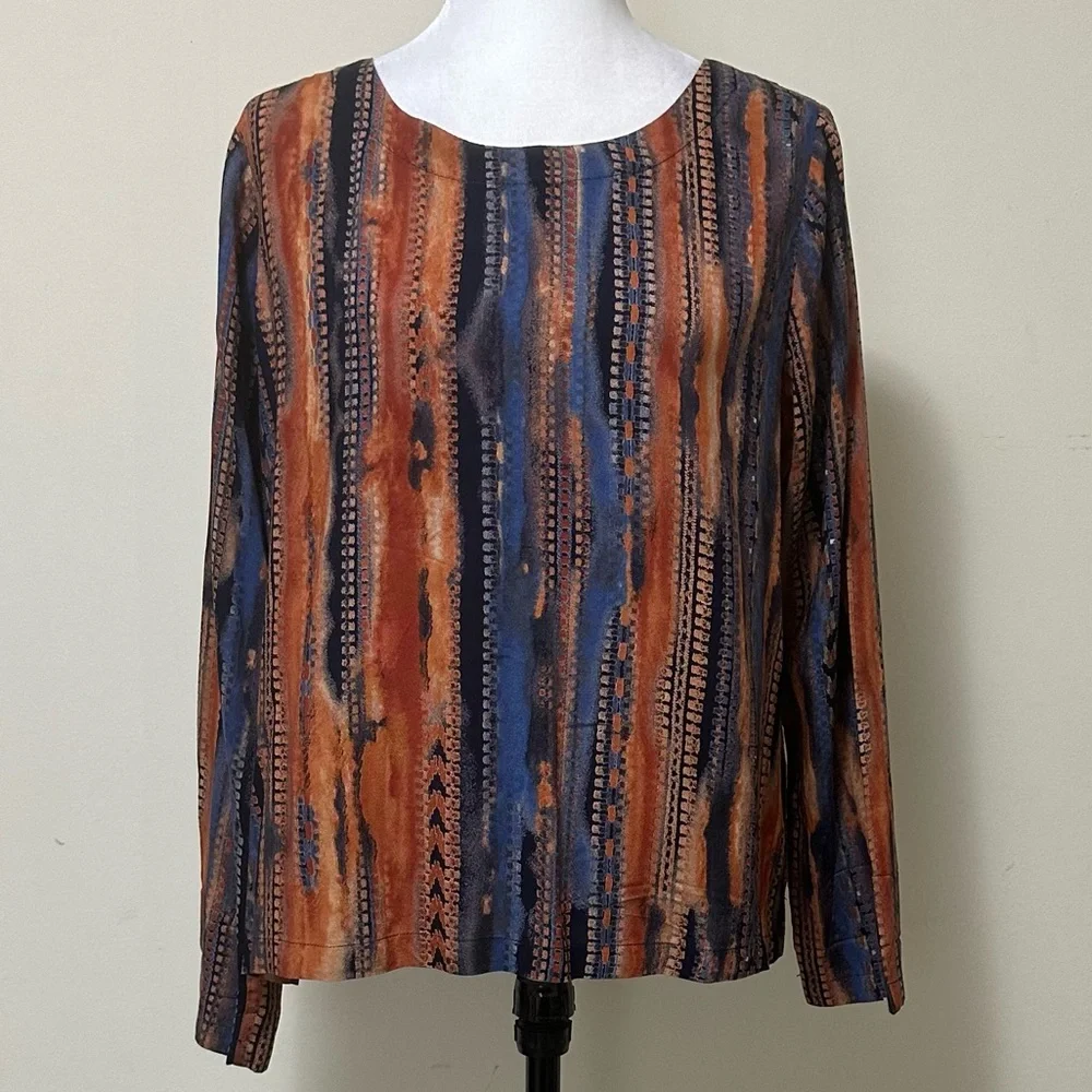 Coco + Carmen NEW Textured Stripes in Print Long Sleeve Popover Pullover S/M - Picture 3 of 16